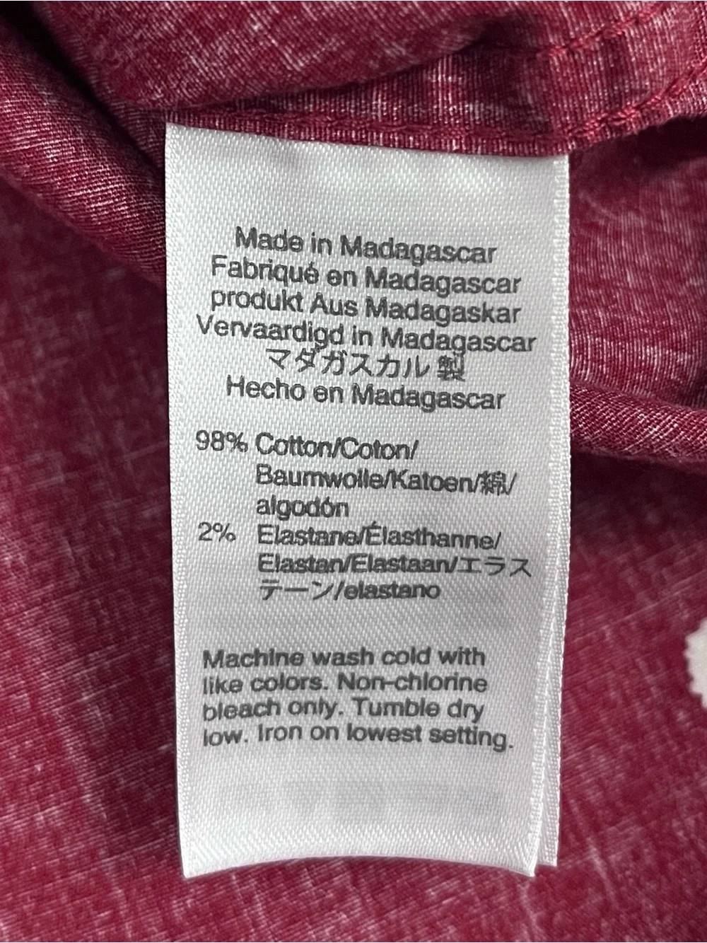 J. Crew Flex Washed Men's L Burgundy Short Sleeve Button-Down White Floral Print